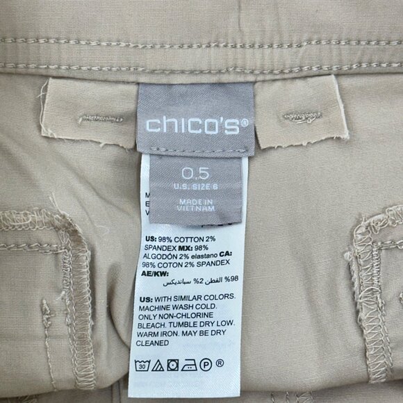Chicos Womens Beige Slim Straight Cropped Pants SZ 0.5 US sz 6 Mid Rise Classic - Picture 2 of 12